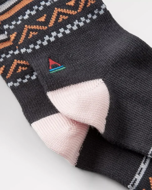 Sale Passenger Organic Midweight Patterned Socks Charcoal