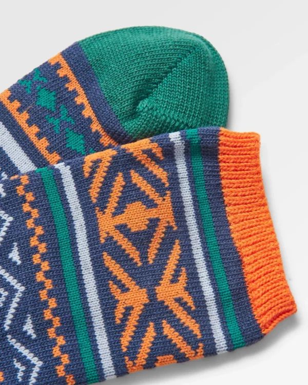 Hot Passenger Organic Midweight Patterned Socks Deep Navy