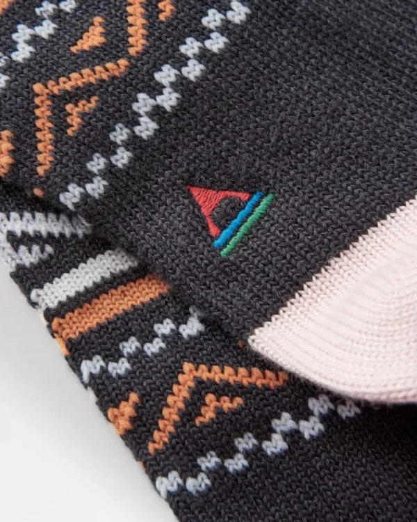Sale Passenger Organic Midweight Patterned Socks Charcoal