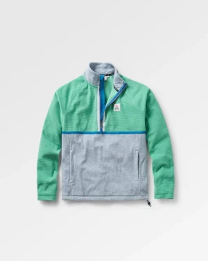 Cheap Floris van Bommel Overlook Recycled Grid Polar Fleece Green Spruce/Grey Marl