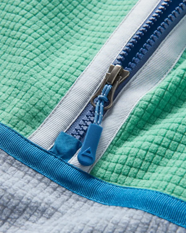 Cheap Floris van Bommel Overlook Recycled Grid Polar Fleece Green Spruce/Grey Marl