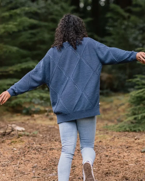 Best Sale Passenger Palm Organic Oversized Knitted Jumper Dark Denim