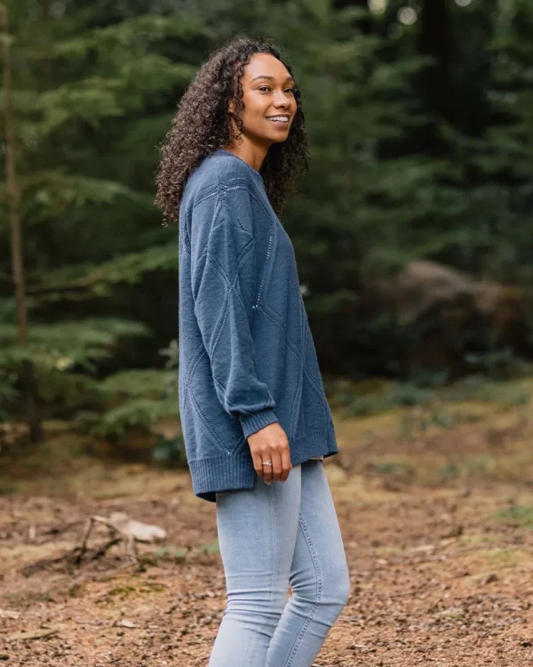 Best Sale Passenger Palm Organic Oversized Knitted Jumper Dark Denim