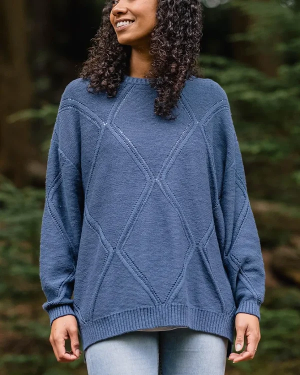 Best Sale Passenger Palm Organic Oversized Knitted Jumper Dark Denim