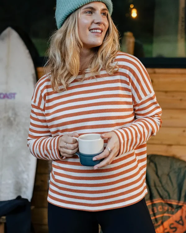 New Passenger Panorama Striped LS T-Shirt Glazed Ginger