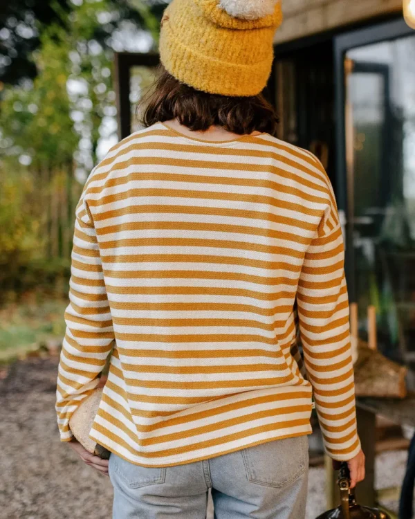 Cheap Passenger Panorama Striped LS T-Shirt Amber Gold