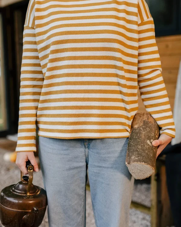 Cheap Passenger Panorama Striped LS T-Shirt Amber Gold