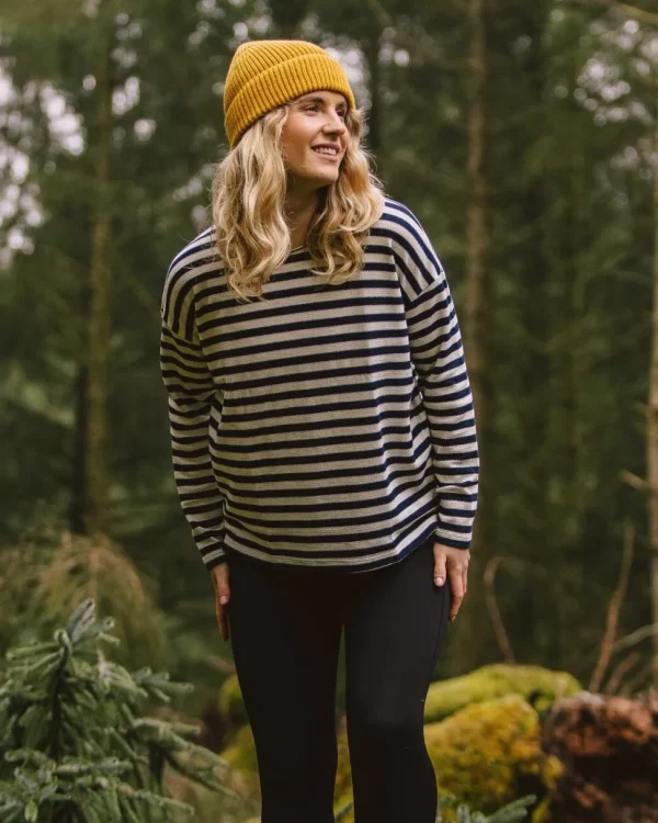Clearance Passenger Panorama Striped LS T-Shirt Deep Navy