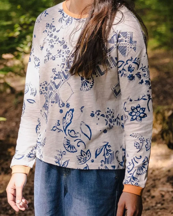 Cheap Passenger Patchwork Recycled Cotton LS T-Shirt Off White