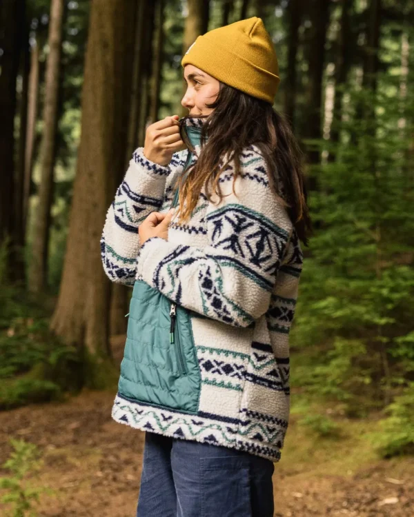 Outlet Passenger Perouse Recycled Deep-Pile Sherpa Fleece Homespun Stripe Off White
