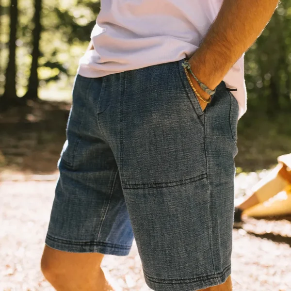 Outlet Floris van Bommel Pine Recycled Cotton Cord Shorts Washed Denim