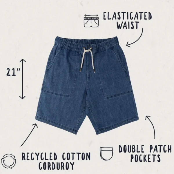 Outlet Floris van Bommel Pine Recycled Cotton Cord Shorts Washed Denim