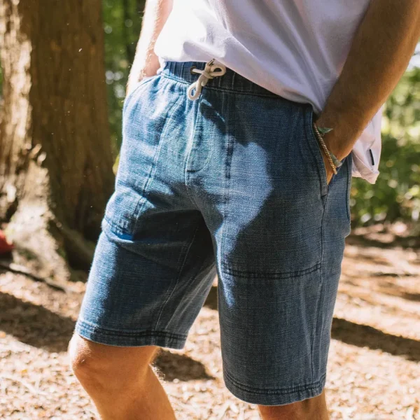 Outlet Floris van Bommel Pine Recycled Cotton Cord Shorts Washed Denim