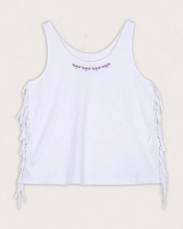 Outlet Passenger Poppy Recycled Cotton Tassel Tank Top White