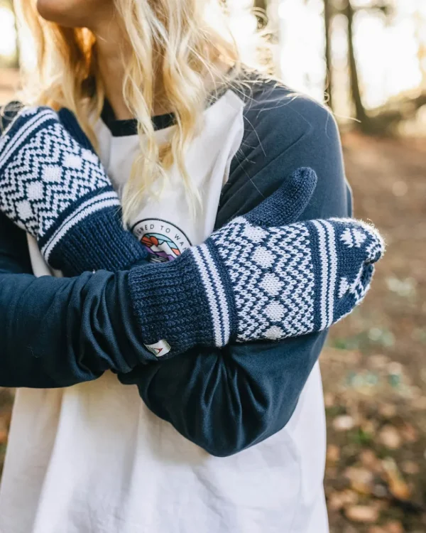 Cheap Passenger Powder Fleece Lined Recycled Acrylic Mittens Rich Navy