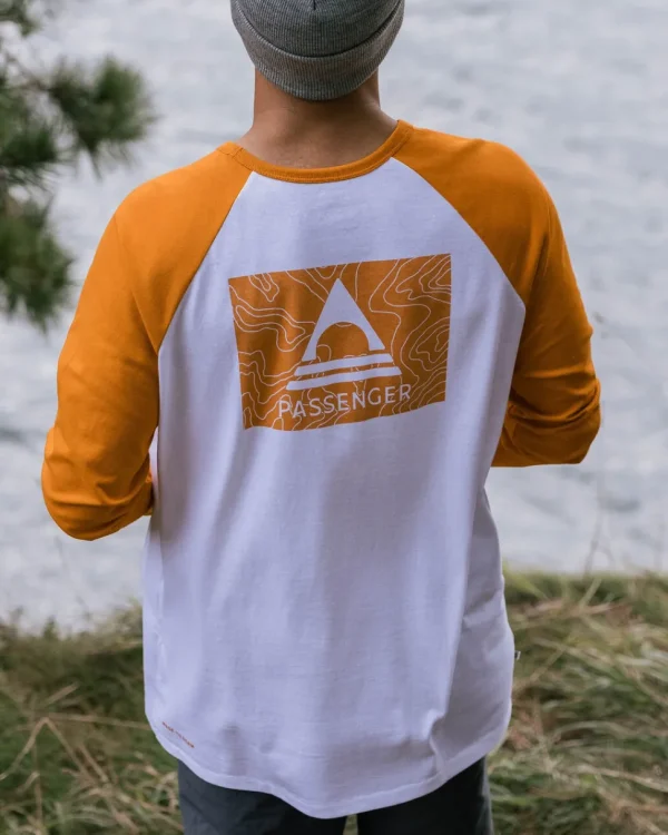 Shop Passenger Purpose Recycled Cotton Ls T-Shirt Sunrise Orange/White
