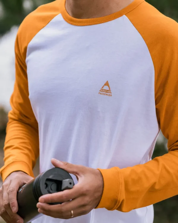 Shop Passenger Purpose Recycled Cotton Ls T-Shirt Sunrise Orange/White