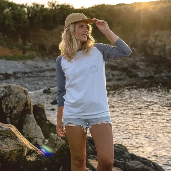 Store Passenger Rainbow Recycled Cotton LS T-Shirt Stone Blue