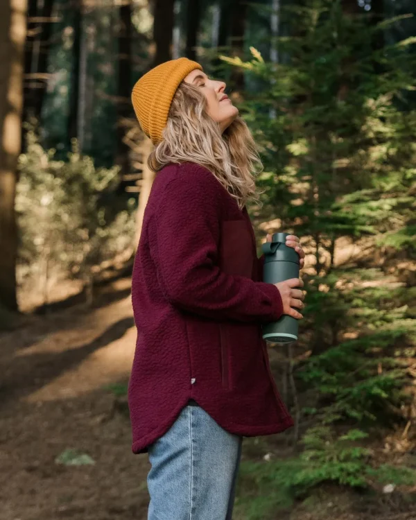 New Passenger Rappel Recycled Sherpa Oversized Shirt Wine