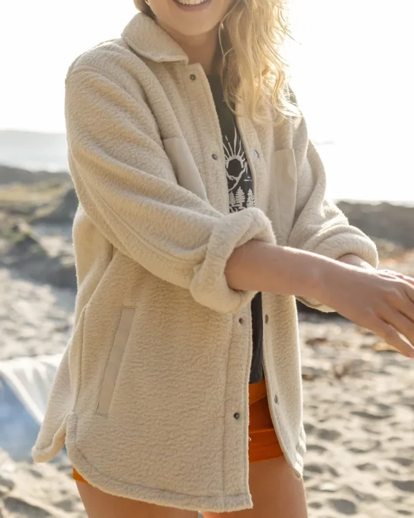 Online Passenger Rappel Recycled Sherpa Oversized Shirt Oatmeal