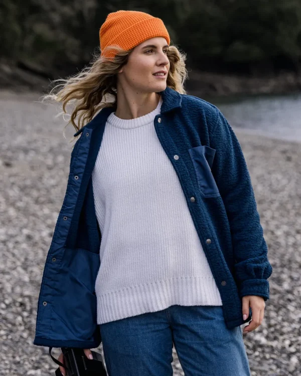 Flash Sale Passenger Rappel Recycled Sherpa Oversized Shirt Dark Denim