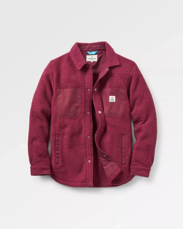 New Passenger Rappel Recycled Sherpa Oversized Shirt Wine