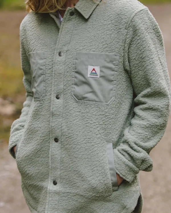 Clearance Passenger Rappel Recycled Sherpa Oversized Shirt Pistachio