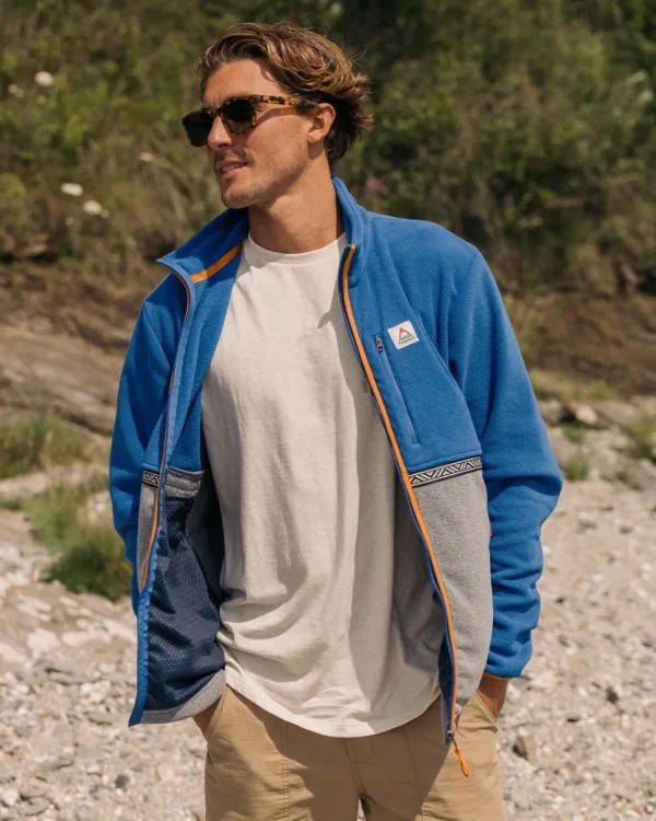 Clearance Passenger Ridge Full Zip Recycled Polar Fleece True Blue/Grey Marl