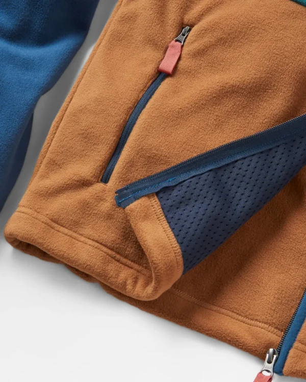 Cheap Floris van Bommel Ridge Full Zip Recycled Polar Fleece Dark Denim/Toffee
