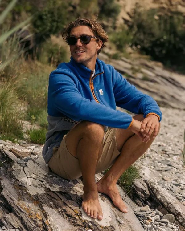 Clearance Passenger Ridge Full Zip Recycled Polar Fleece True Blue/Grey Marl
