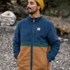Cheap Floris van Bommel Ridge Full Zip Recycled Polar Fleece Dark Denim/Toffee
