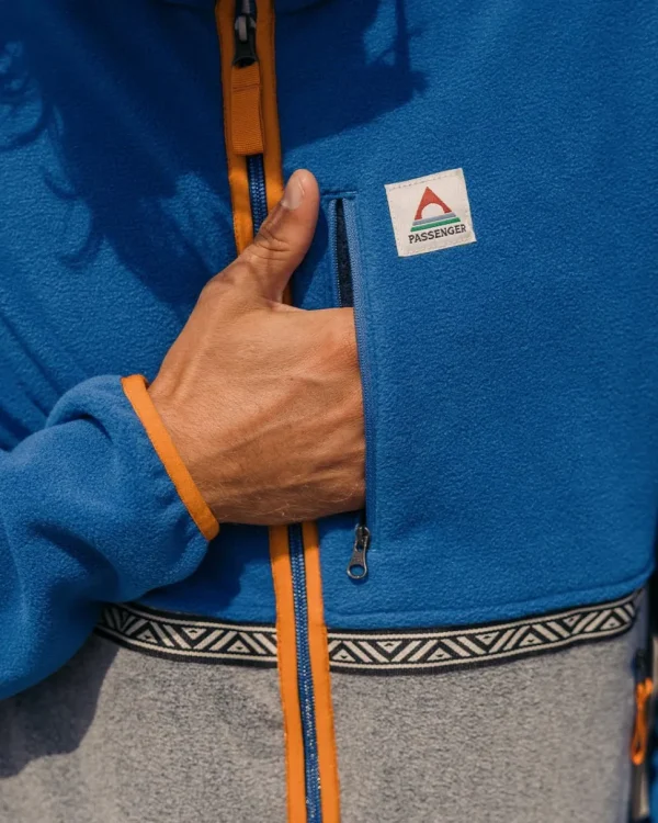 Clearance Passenger Ridge Full Zip Recycled Polar Fleece True Blue/Grey Marl