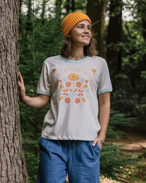 New Passenger Rio Ringer Recycled Cotton T-Shirt Milky Marl
