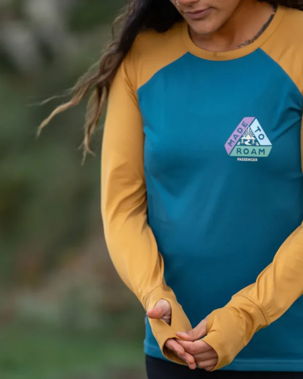 Best Passenger River Recycled Active LS T-Shirt Dusty Ochre/ Corsair Blue