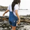 New Passenger Riverside Denim Short Dungarees Washed Denim