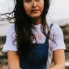 New Passenger Riverside Denim Short Dungarees Washed Denim
