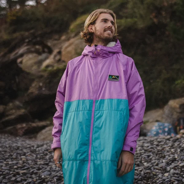 Clearance Floris van Bommel Roaming Recycled Sherpa Lined Changing Robe Viridian Green/Orchid