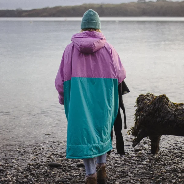 Clearance Floris van Bommel Roaming Recycled Sherpa Lined Changing Robe Viridian Green/Orchid