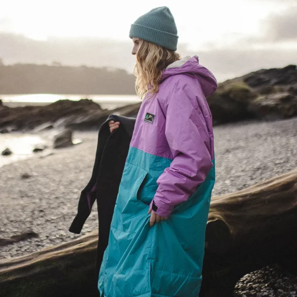 Clearance Floris van Bommel Roaming Recycled Sherpa Lined Changing Robe Viridian Green/Orchid