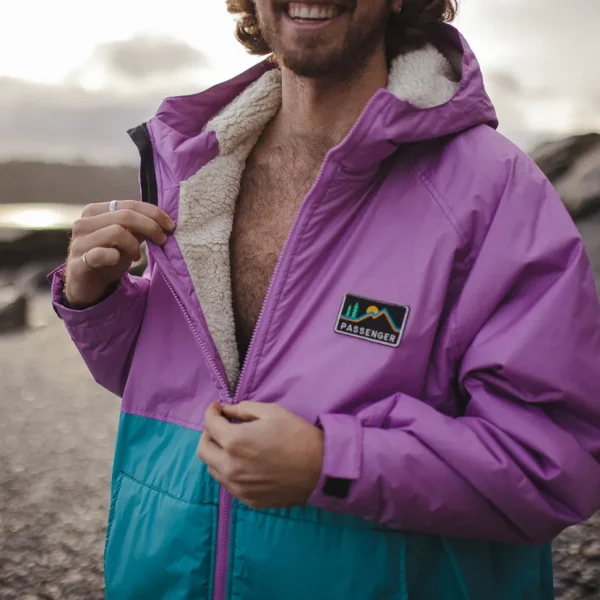 Flash Sale Passenger Roaming Recycled Sherpa Lined Changing Robe Viridian Green/Orchid