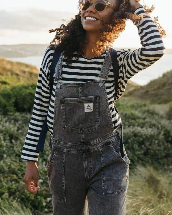 Clearance Passenger Roamist Organic Cotton Dungarees Washed Black Denim