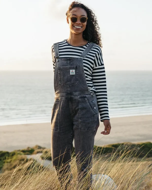 Clearance Passenger Roamist Organic Cotton Dungarees Washed Black Denim