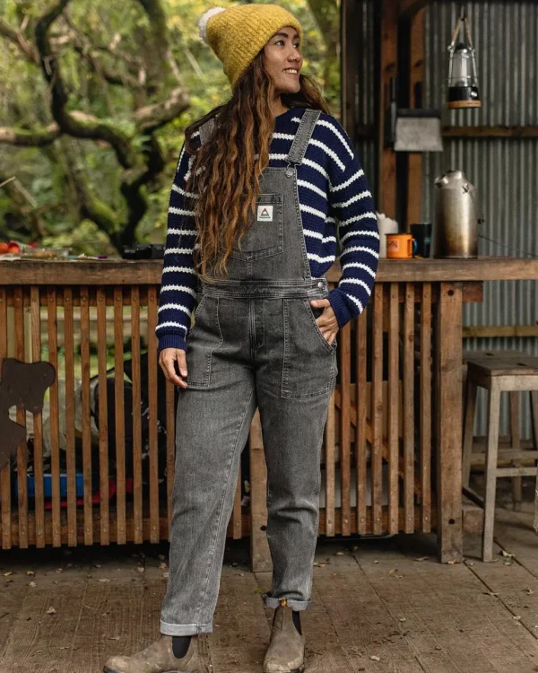 Clearance Passenger Roamist Organic Cotton Dungarees Washed Black Denim