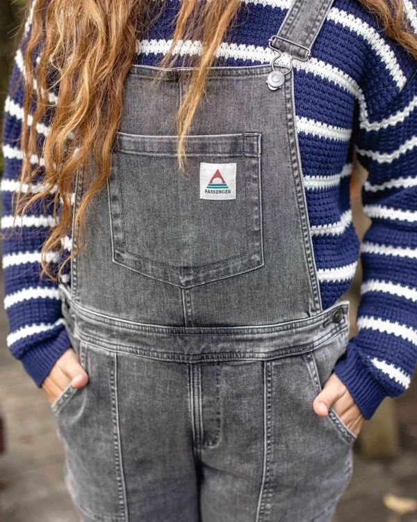 Clearance Passenger Roamist Organic Cotton Dungarees Washed Black Denim