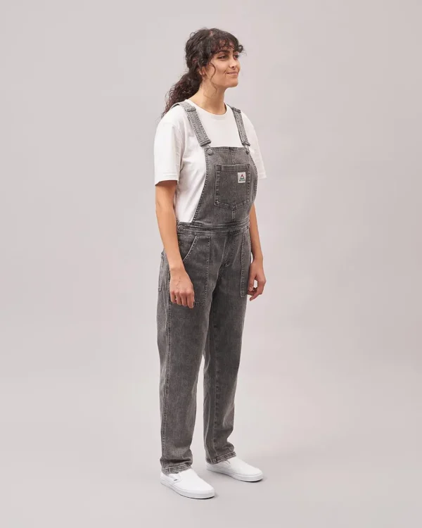 Clearance Passenger Roamist Organic Cotton Dungarees Washed Black Denim