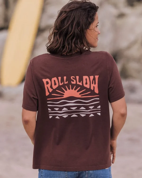 Outlet Passenger Rolling Slow Recycled Cotton T-Shirt Chestnut