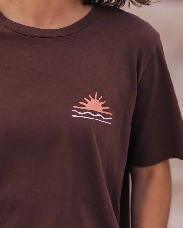 Outlet Passenger Rolling Slow Recycled Cotton T-Shirt Chestnut