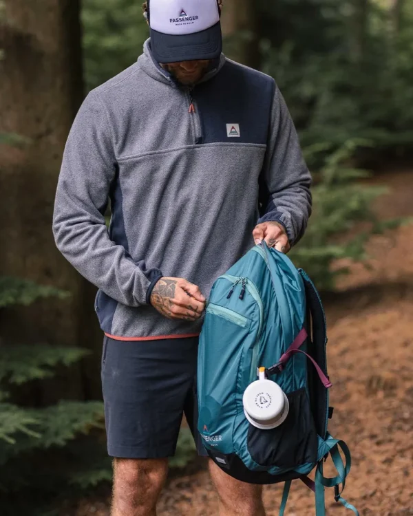 Cheap Passenger Root Recycled Polar 1/4 Zip Fleece Grey Marl