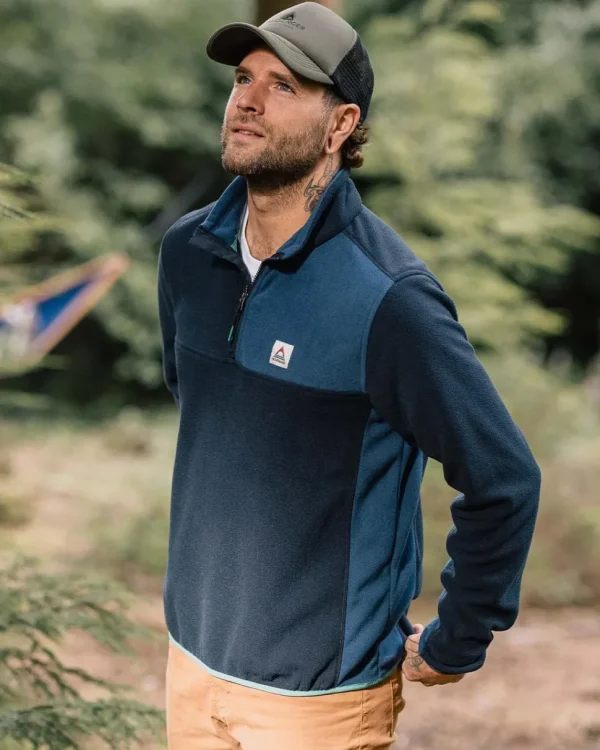 Fashion Passenger Root Recycled Polar 1/4 Zip Fleece Deep Navy