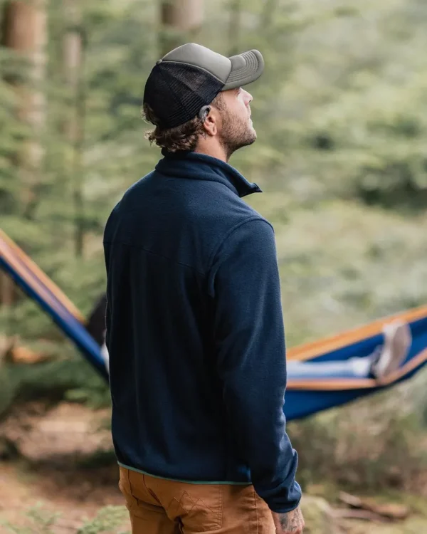 Fashion Passenger Root Recycled Polar 1/4 Zip Fleece Deep Navy